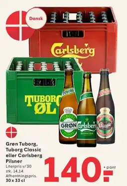 SPAR Grøn Tuborg / Tuborg Classic eller Carlsbergs Pilsner tilbud