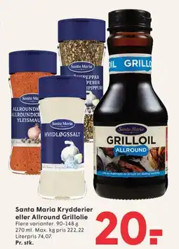 SPAR Santa Maria Krydderier eller Allround Grilloil tilbud