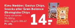 SPAR Kims Nødder / Gestus Chips / Grøn Balance Økologiske Chips tilbud