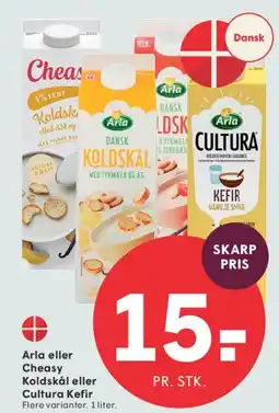 SPAR Arla eller Cheasy Koldskål / Cultura Kefir tilbud