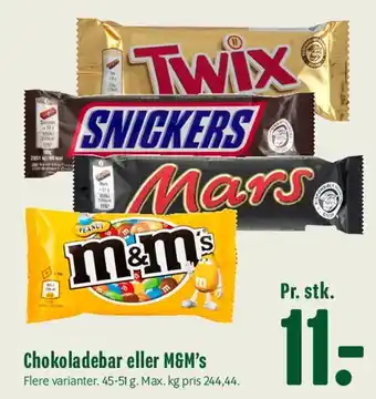 Min Købmand Chokoladebar eller M&M's tilbud