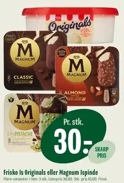Min Købmand Frisko Is Originals eller Magnum Ispinde tilbud