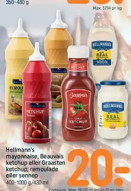 REMA 1000 Hellmann's mayonnaise, Beauvais/Graasten ketchup m.fl. tilbud