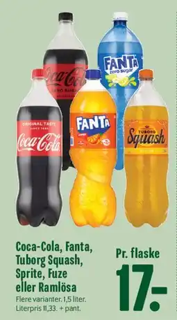Min Købmand Coca-Cola, Fanta, Tuborg Squash, Sprite, Fuze eller Ramlösa tilbud