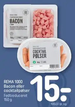 REMA 1000 Bacon eller cocktailpølser tilbud