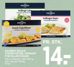 MENY Rahbek snack fiskefileter / indbagt fisk eller rejer tilbud
