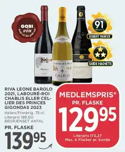 MENY Riva Leone Barolo / Labouré-Roi Chablis / Cellier des Princes Gigondas tilbud