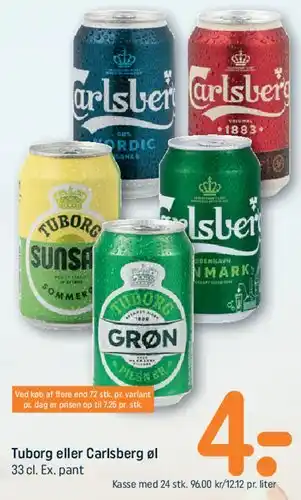 REMA 1000 Tuborg eller Carlsberg øl tilbud