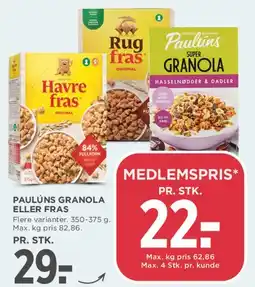 MENY Paulúns Granola eller Fras tilbud