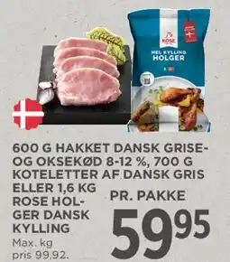 MENY 600 g hakket dansk gris- og oksekød / koteletter af dansk gris tilbud