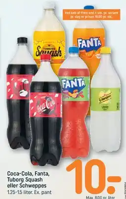 REMA 1000 Coca‑Cola, Fanta, Tuborg Squash eller Schweppes tilbud