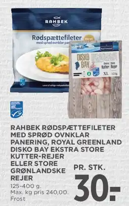 MENY Rahbek rødspættefileter / Disko Bay rejer tilbud