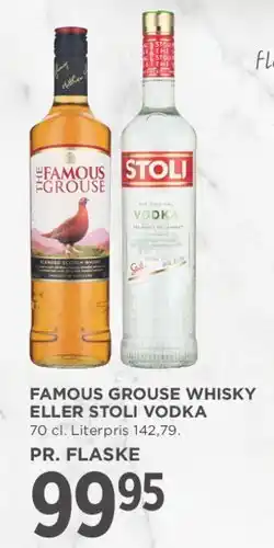 MENY Famous Grouse Whisky eller Stoli Vodka tilbud