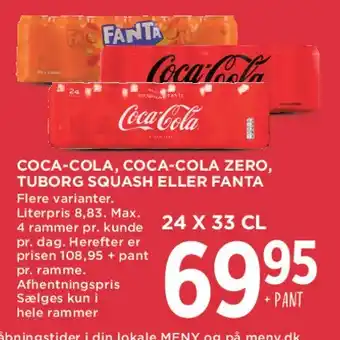 Coca‑Cola / Coca‑Cola Zero / Tuborg Squash / Fanta (24 x 33 cl)