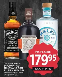 MENY Jack Daniel's, Diplomatico Mantuano rom eller Malfy Gin tilbud