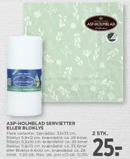 MENY Asp-Holmblad servietter eller bloklys tilbud