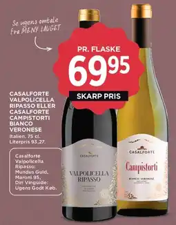 MENY Casalforte Valpolicella Ripasso / Campistorti Bianco Veronese tilbud