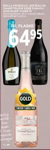 MENY Bolla Prosecco / Château de Champteloup Rosé d'Anjou / Cuvée 16 tilbud