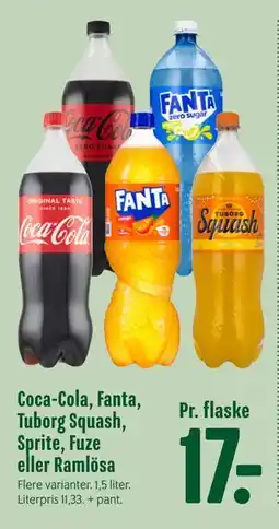 Min Købmand Coca-Cola, Fanta, Tuborg Squash, Sprite, Fuze eller Ramlösa tilbud