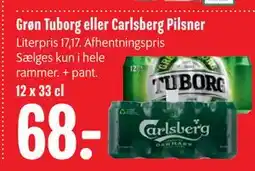 Min Købmand Grøn Tuborg eller Carlsberg Pilsner tilbud