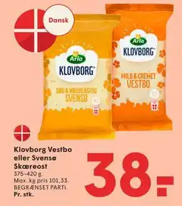 SPAR Klovborg Vestbo eller Svensø Skæreost tilbud