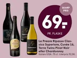 SPAR Le Preare Ripasso Classico Superiore, Cuvée 16, Terra Twins Pinot Noir eller Chardonnay tilbud