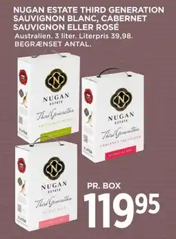 MENY NUGAN ESTATE THIRD GENERATION SAUVIGNON BLANC, CABERNET SAUVIGNON ELLER ROSÉ tilbud