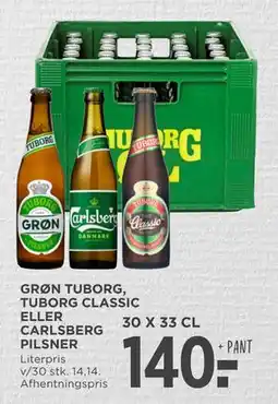 MENY GRØN TUBORG, TUBORG CLASSIC ELLER CARLSBERG PILSNER tilbud