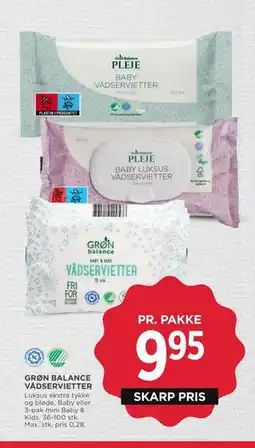 MENY GRØN BALANCE VÅDSERVIETTER tilbud