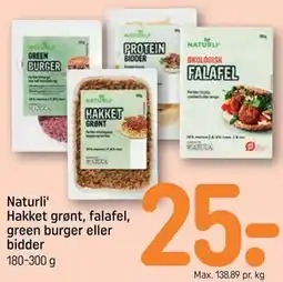 REMA 1000 Naturli' Hakket grønt, falafel, green burger eller bidder tilbud