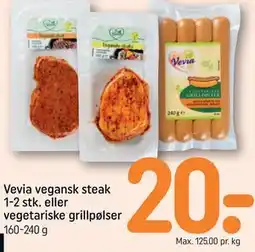 REMA 1000 Vevia vegansk steak 1-2 stk. eller vegetariske grillpølser tilbud