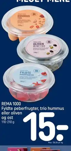 REMA 1000 REMA 1000 Fyldte peberfrugter, trio hummus eller oliven og ost tilbud