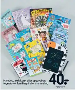 REMA 1000 Malebog, aktivitets- eller opgavebog, tegnetavle, familiespil eller stenmaling tilbud