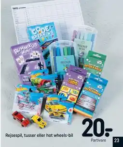 REMA 1000 Rejsespil, tusser eller hot wheels-bil tilbud