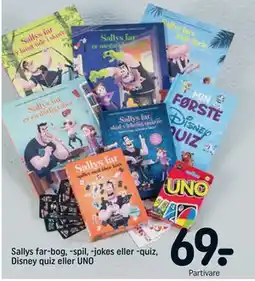 REMA 1000 Sallys far-bog, -spil, -jokes eller -quiz, Disney quiz eller UNO tilbud