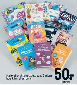 REMA 1000 Male- eller aktivitetsbog, kong Carlsen bog, krimi eller roman tilbud