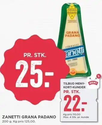 MENY Zanetti Grana Padano 200 g tilbud