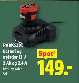 Lidl PARKSIDE Batteri og oplader 12 V 2 Ah og 2,4 A tilbud