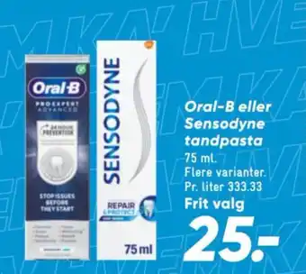 Bilka Oral-B eller Sensodyne tandpasta tilbud