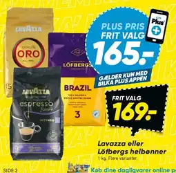 Bilka Lavazza eller Löfbergs hele bønner tilbud