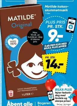 Bilka Matilde Original kakaoskummetmælk tilbud