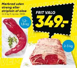 Bilka Mørbrad eller striploin af okse tilbud