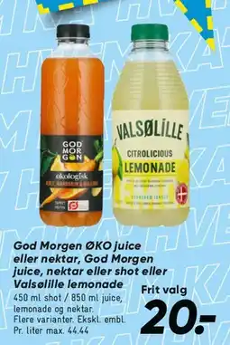 Bilka God Morgen ØKO juice eller Valsbölle lemonade tilbud