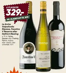 Bilka Le Arche Valpolicella Ripasso / Faustino V Reserva / Helfrich Riesling tilbud