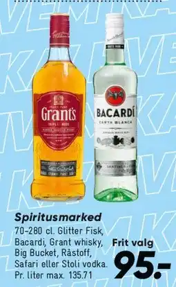 Bilka Spiritusmarked (f.eks. Grant's, Bacardi) tilbud