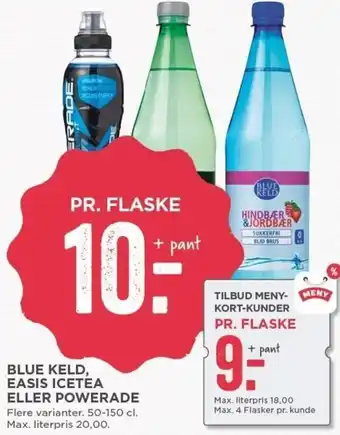 MENY Blue Keld Easis Icetea Eller Powerade 50-150 cl tilbud