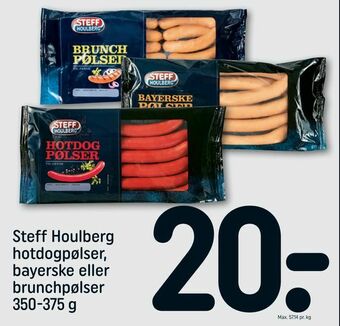 REMA 1000 Steff Houlberg hotdogpølser, bayerske eller brunchpølser tilbud
