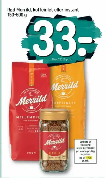 REMA 1000 Rød Merrild, koffeinlet eller instant tilbud