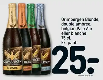REMA 1000 Grimbergen Blonde, double ambree, belgian Pale Ale eller blanche 75 cl tilbud