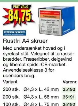 Harald Nyborg Rustfri A4 skruer tilbud